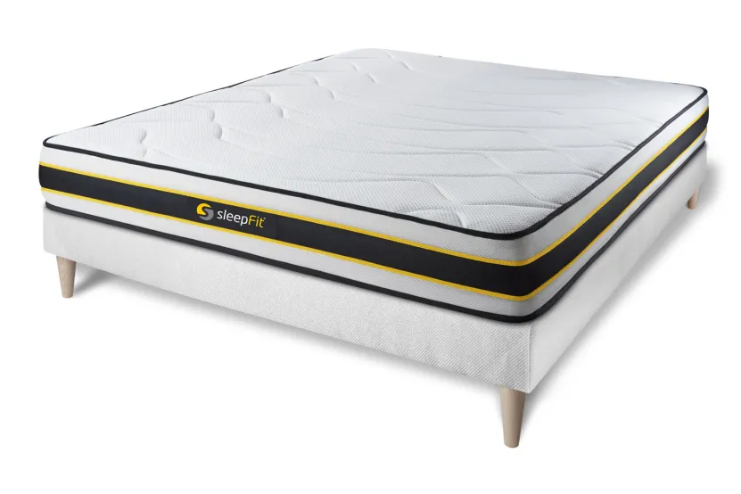 Ensemble Matelas Sommier 150x195 cm - Sommier Blanc (en kit) - Flexy