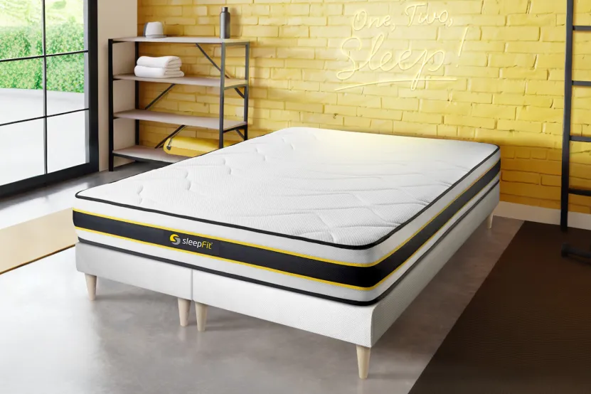 Ensemble Matelas Sommier 180x200 cm - 2 Sommiers Blanc - Flexy