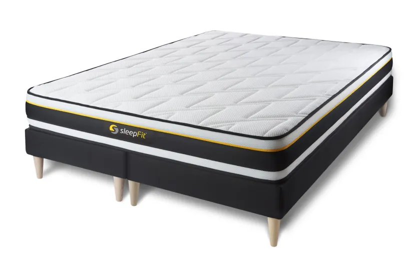 Ensemble Matelas Sommier 160x200 cm - 2 Sommiers Noir - Soft