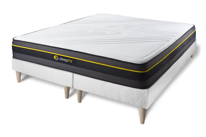 Ensemble Matelas Sommier 160x200 cm - 2 Sommiers Blanc - Active