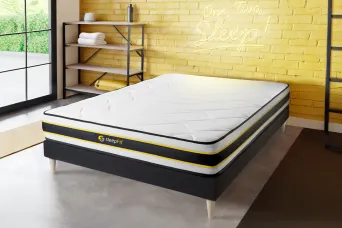 Ensemble Matelas Sommier 140x190 cm - Sommier Noir (déjà monté) - Flexy