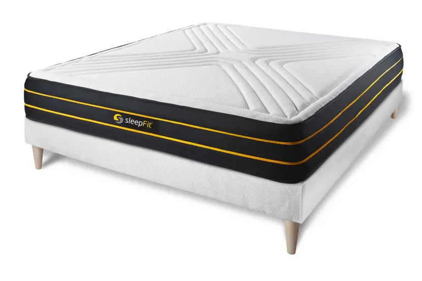 Ensemble Matelas Sommier 140x200 cm - Sommier Blanc (déjà monté) - Ultra