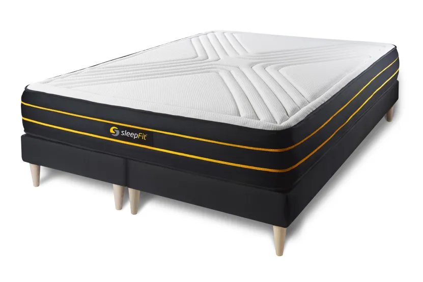 Ensemble Matelas Sommier 160x200 cm - 2 Sommiers Noir - Ultra