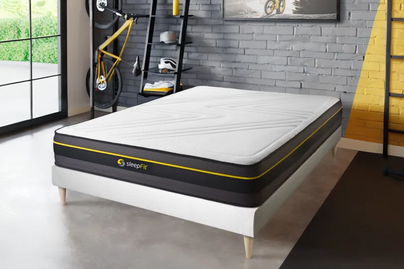 Ensemble Matelas Sommier 140x200 cm - Sommier Blanc (déjà monté) - Active