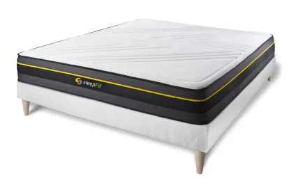 Ensemble Matelas Sommier 140x190 cm - Sommier Blanc (déjà monté) - Active