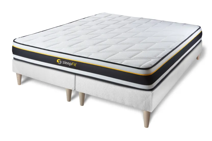 Ensemble Matelas Sommier 200x200 cm - 2 Sommiers Blanc - Soft